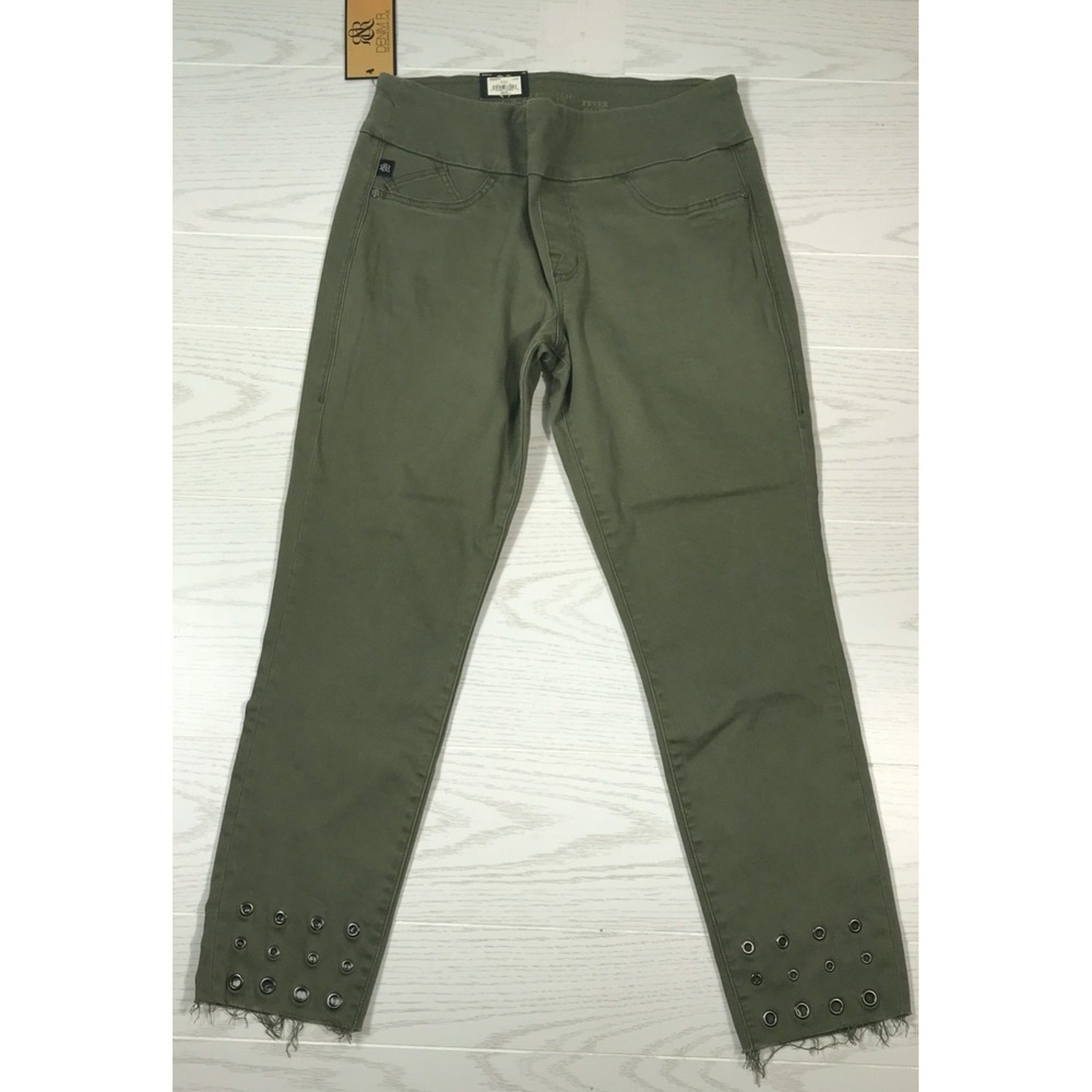 Rock & Republic Fever Pull On Jeans Women 14 Green Slimming Stretch Denim New